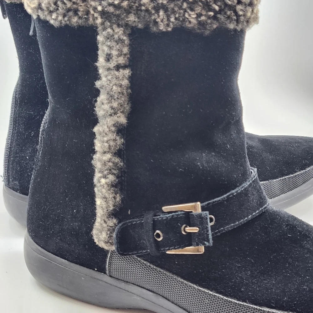 Stuart Weitzman Suede Sherpa Trim Boot